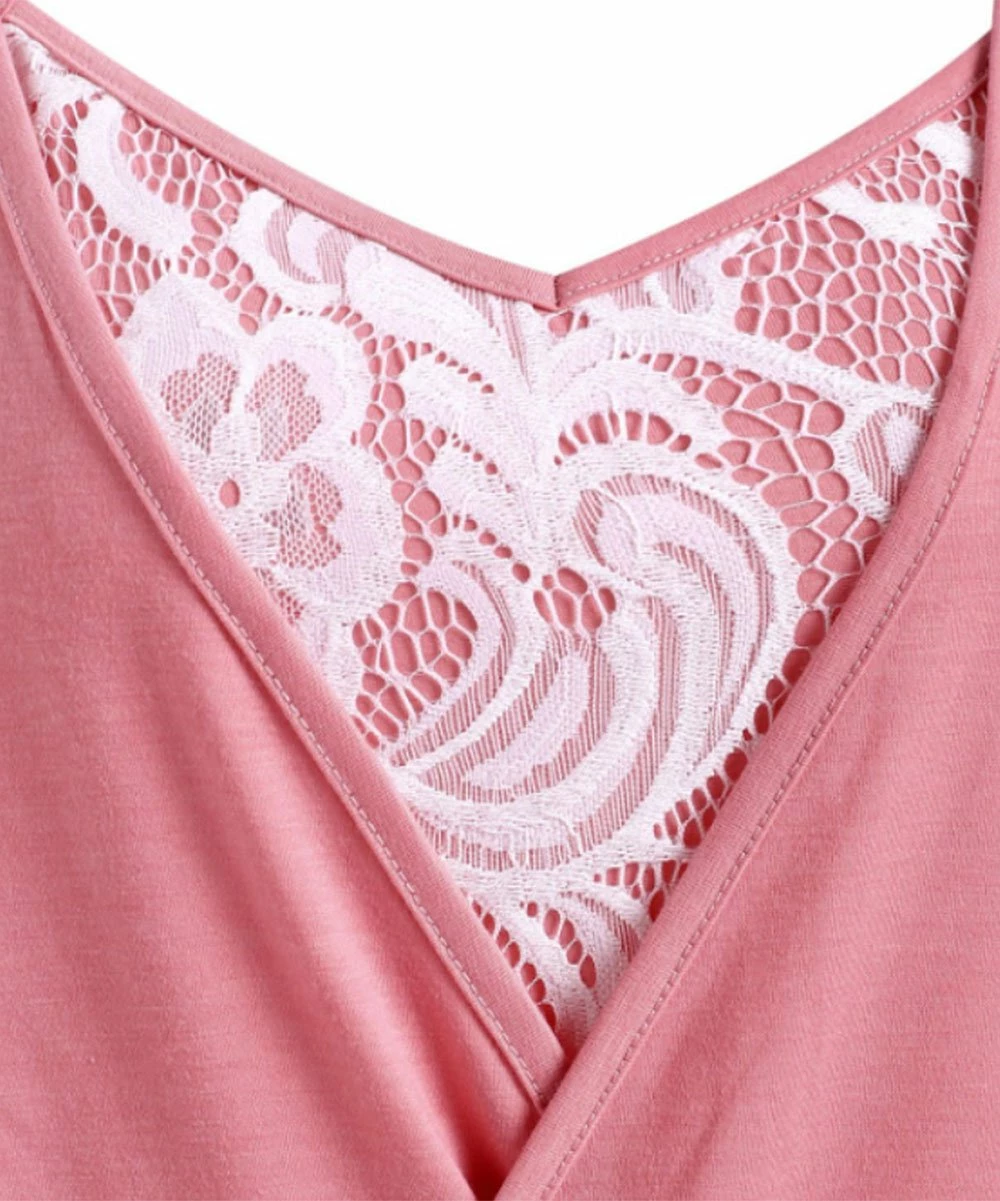 Outlet ๐ CELLABIE Pink & White Lace-Detail Sleeveless Surplice Tunic - ๐ฉ Women ๐คฉ 4 Outlet ๐ CELLABIE Pink & White Lace-Detail Sleeveless Surplice Tunic - ๐ฉ Women ๐คฉ - Image 2