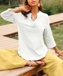 Flash Sale ๐ CELLABIE White Embroidered-Front Tie-Accent Notch Neck Tunic - ๐ฉ Women ๐ 10 Flash Sale ๐ CELLABIE White Embroidered-Front Tie-Accent Notch Neck Tunic - ๐ฉ Women ๐ -CELLABIE shop zu94106436 alt 3 tm1615667690