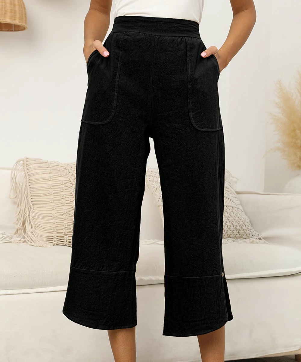Budget ๐ CELLABIE Black Tulip-Hem Wide-Leg Pants - ๐ฉ Women ๐ 4 Budget ๐ CELLABIE Black Tulip-Hem Wide-Leg Pants - ๐ฉ Women ๐ - Image 2