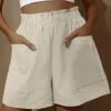 Cheap 🎉 CELLABIE Ivory Ruffle-Waist Pocket Shorts - 👩 Women 🎉 -CELLABIE shop zu95233509 main tm1619014739