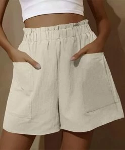 Cheap 🎉 CELLABIE Ivory Ruffle-Waist Pocket Shorts - 👩 Women 🎉
