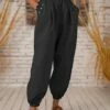 New 🤩 CELLABIE Black Button-Accent Side-Pocket Harem Pants - 👩 Women ✨ -CELLABIE shop zu95233586 main tm1619014739