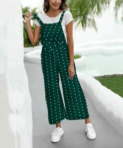 Best Sale 💯 CELLABIE Green Polka Dot Pocket Overalls - 👩 Women ✔️