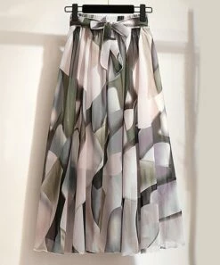 Wholesale 🎉 CELLABIE Gray Abstract Tie-Waist Sheer-Layer 👗 Skirt - 👩 Women 👏