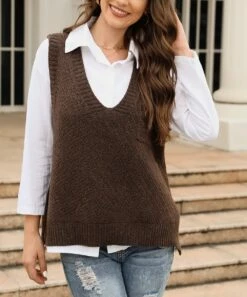 Brand new ⭐ CELLABIE Coffee Pocket V-Neck Hi-Low Sweater Vest - 👩 Women 🥰 8 Brand new ⭐ CELLABIE Coffee Pocket V-Neck Hi-Low Sweater Vest - 👩 Women 🥰 -CELLABIE shop zu97435576 alt 2 tm1663867616
