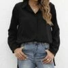 Buy 😉 CELLABIE Black Hi-Low Button-Up Top - 👩 Women 🔥 -CELLABIE shop zu97591907 main tm1626442719