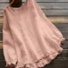Buy 😀 CELLABIE Pink Ruffle-Trim Long-Sleeve Crewneck Tunic - 👩 Women 👏 -CELLABIE shop zu97927223 main tm1626967926
