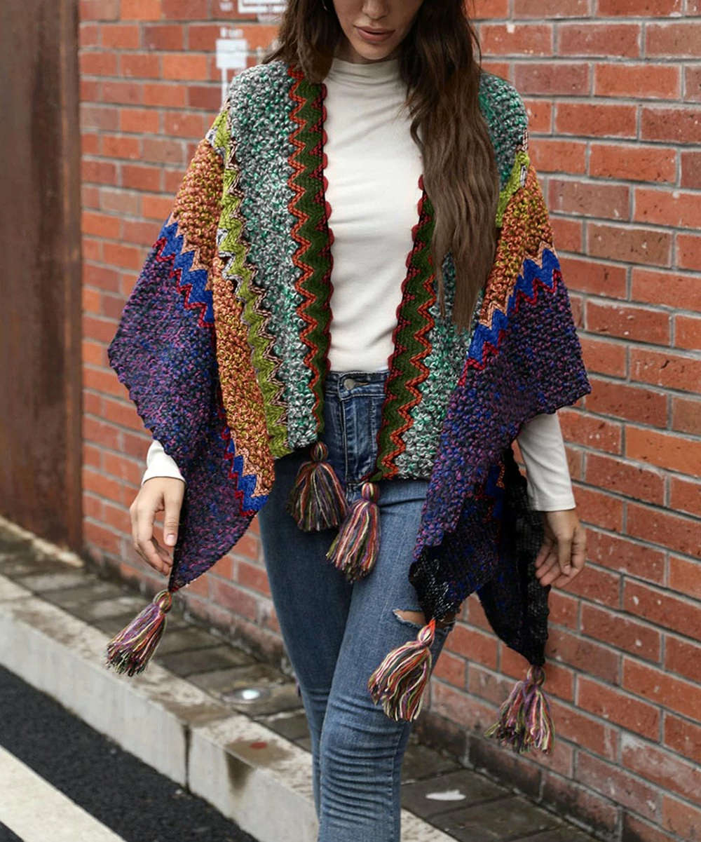 Outlet ๐ CELLABIE Orange & Purple Zigzag-Knit Tassel Shawl - ๐ฉ Women ๐ 3 Outlet ๐ CELLABIE Orange & Purple Zigzag-Knit Tassel Shawl - ๐ฉ Women ๐ - Image 2