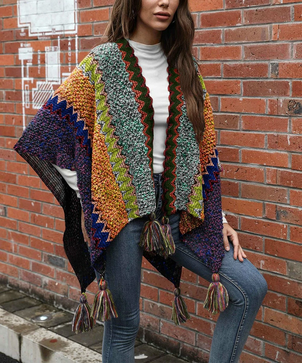 Outlet ๐ CELLABIE Orange & Purple Zigzag-Knit Tassel Shawl - ๐ฉ Women ๐ 4 Outlet ๐ CELLABIE Orange & Purple Zigzag-Knit Tassel Shawl - ๐ฉ Women ๐ - Image 3