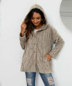 Best reviews of 😍 CELLABIE Khaki Fuzzy Hooded Cardigan - 👩 Women 🔥 -CELLABIE shop zu98632085 alt 3 tm1628869525
