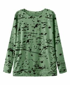 Cheap ✨ CELLABIE Green & Black Splatter Long-Sleeve Crewneck Top - 👩 Women 👍 -CELLABIE shop zu99559608 alt 2 tm1631561396