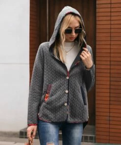 Wholesale 🎉 CELLABIE Gray Cable-Knit Contrast-Trim Hooded Button-Front Jacket - 👩 Women 🤩 9 Wholesale 🎉 CELLABIE Gray Cable-Knit Contrast-Trim Hooded Button-Front Jacket - 👩 Women 🤩 -CELLABIE shop zu99559678 alt 3 tm1631561396