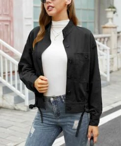Hot Sale ⌛ CELLABIE Black Pocket Button-Front Jacket - 👩 Women 😉 -CELLABIE shop zu99566316 alt 3 tm1631655643