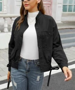 Hot Sale ⌛ CELLABIE Black Pocket Button-Front Jacket - 👩 Women 😉