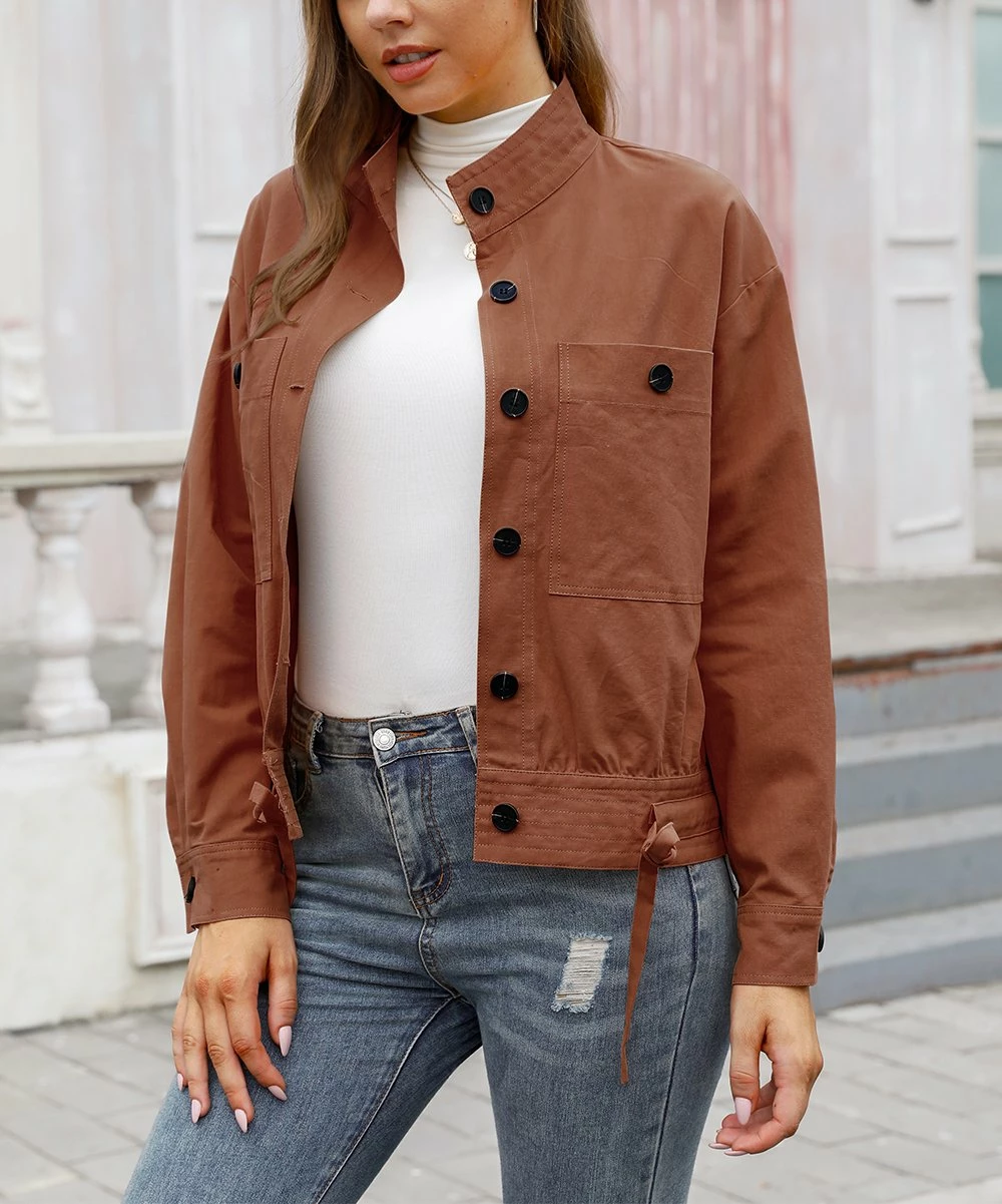 Best Sale ๐ฏ CELLABIE Brown Pocket Button-Front Jacket - ๐ฉ Women ๐ 6 Best Sale ๐ฏ CELLABIE Brown Pocket Button-Front Jacket - ๐ฉ Women ๐ - Image 4