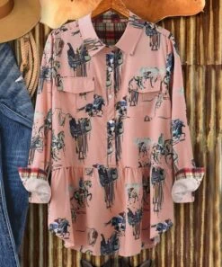 Best Pirce ๐ CELLABIE Pink Equestrian Chest-Pocket Button-Up - ๐ฉ Women โค๏ธ